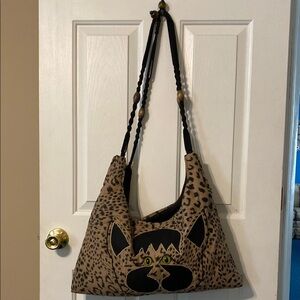 Cheetah Print  Design La Paw's Original  Shoulder Tote  Bag Black Tan Design
